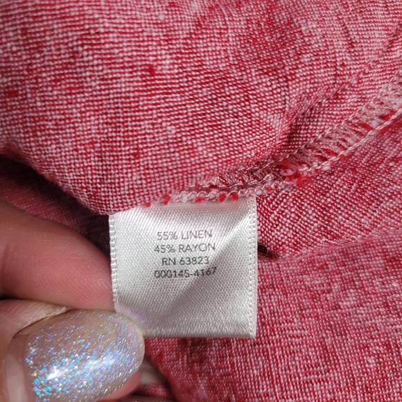 Christopher & Banks Linen Blend 3/4 Sleeve Pullover Tunic Top Heathered Red XL - Picture 8 of 10